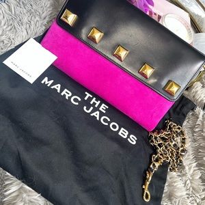 MARC JACOBS Studded Suede & Leather Clutch